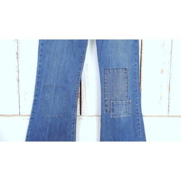 Lucky Brand blue jean patched denim boot cut flare low rise stretch jeans - Picture 4 of 8